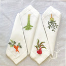 Serviette de table lin coton brodée légumes ajourée