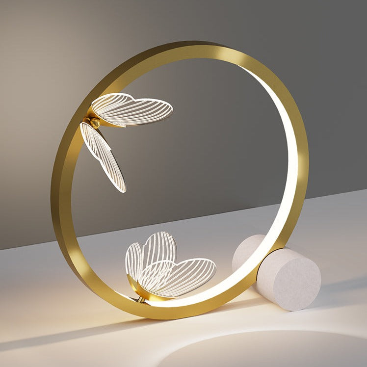 Lampe à poser design LED métallique doré Papillon