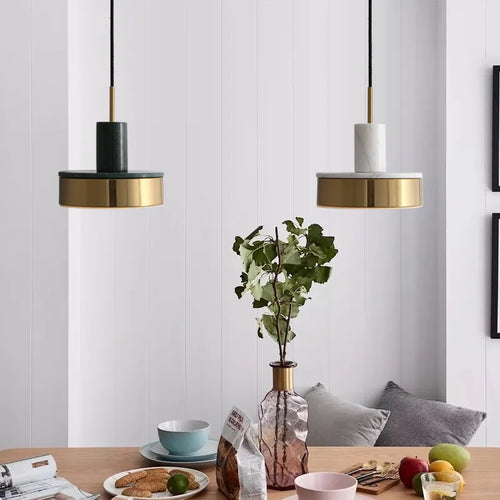 suspension LED en marbre naturel style scandinave rétro nordique