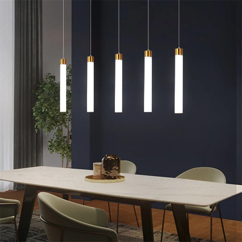 suspension acryliques long tube led nordique minimaliste