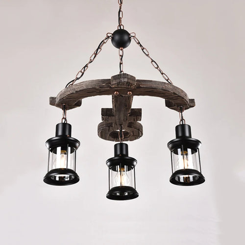 lustre ancre en bois style rétro pour café et restaurant - vue 3 sur 7