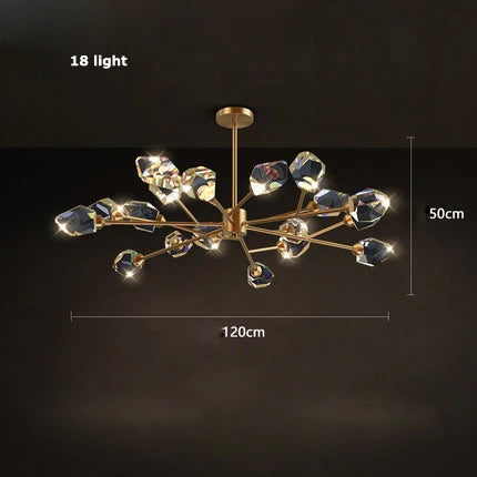lustre en cristal et cuivre style art déco design moderne - vue 11 sur 22