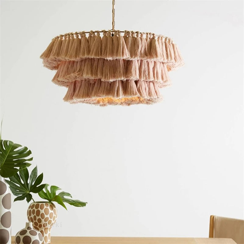 suspension moderne en coton avec pampilles design nordique artistique - vue 9 sur 22