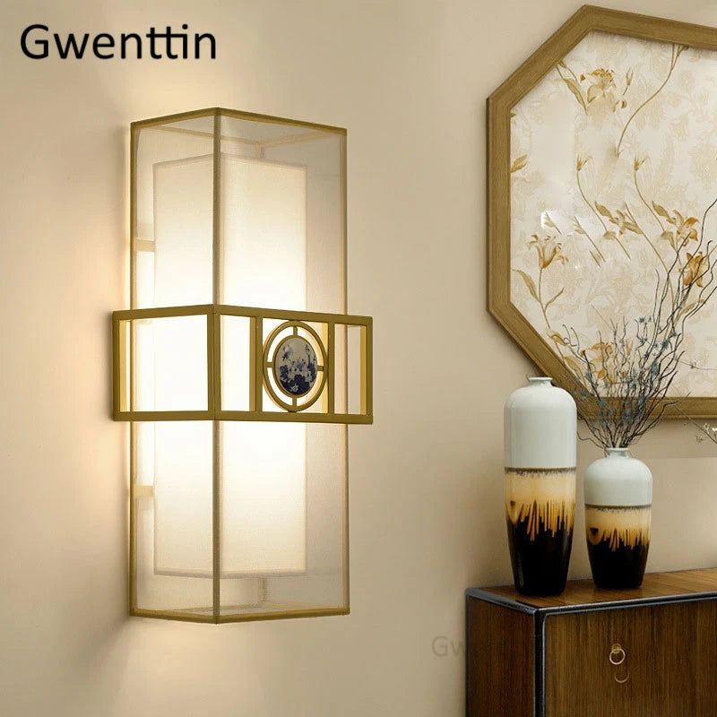 applique murale vintage en tissu de verre style chinois - vue 3 sur 10