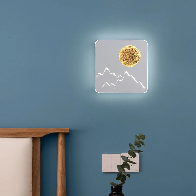 Postmodern applique murale LED lune lampe blanc noir carré rond en aluminium chambre chevet applique murale escalier cuisine couloir luminaire - vue 4 sur 15