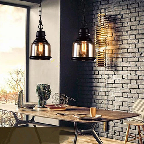 suspension vintage en verre pour style industriel bar restaurant café - vue 3 sur 9
