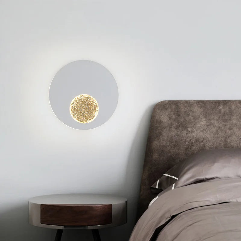 Postmodern applique murale LED lune lampe blanc noir carré rond en aluminium chambre chevet applique murale escalier cuisine couloir luminaire - vue 6 sur 15
