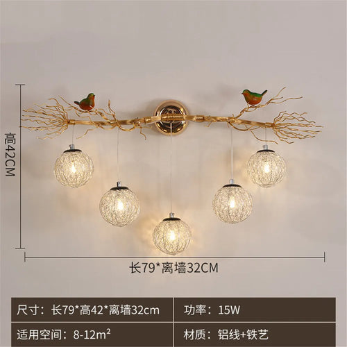 applique murale nordique en aluminium nid d'oiseau led romantique - vue 12 sur 11