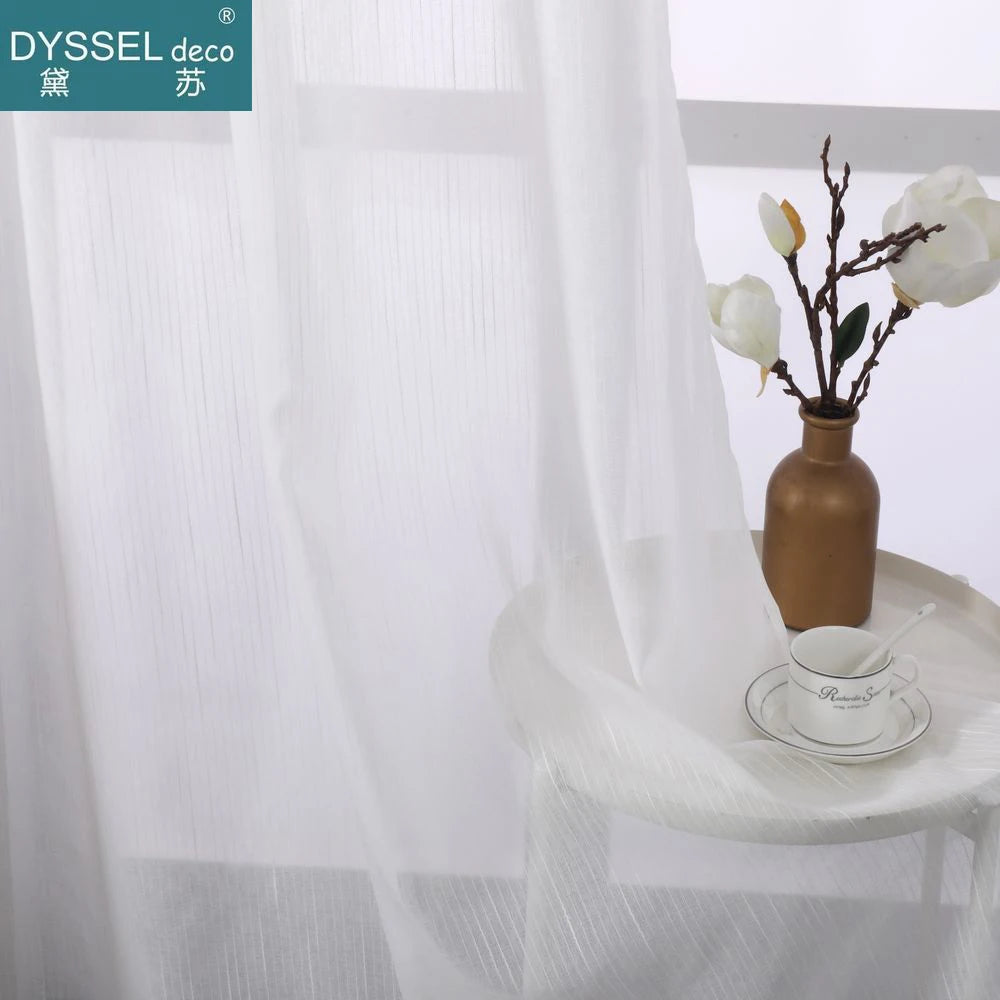 Voilage rayé style européen léger pour salon chambre - vue 5 sur 6