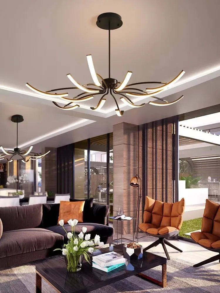 lustre nordique de luxe led design créatif atmosphérique villa - vue 3 sur 10