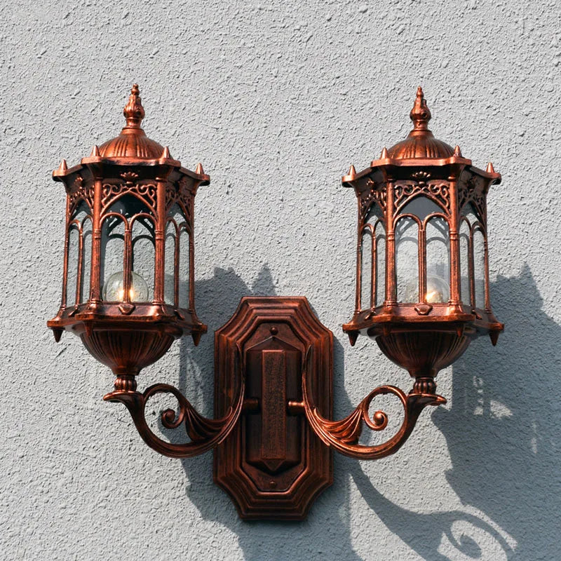 applique murale extérieure à double tête style européen rétro étanche - vue 5 sur 8