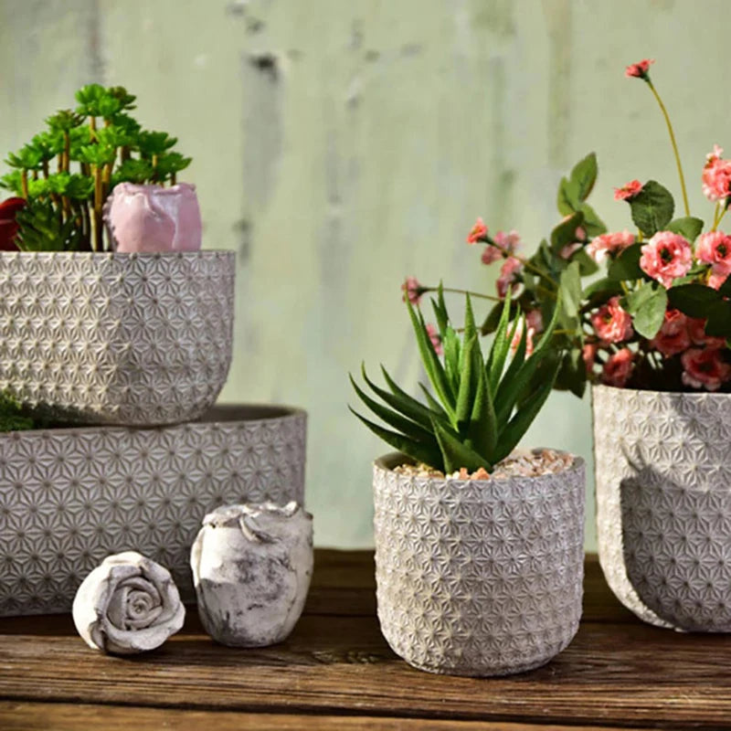 moule en silicone pour pot de fleurs en béton artisanat jardinage