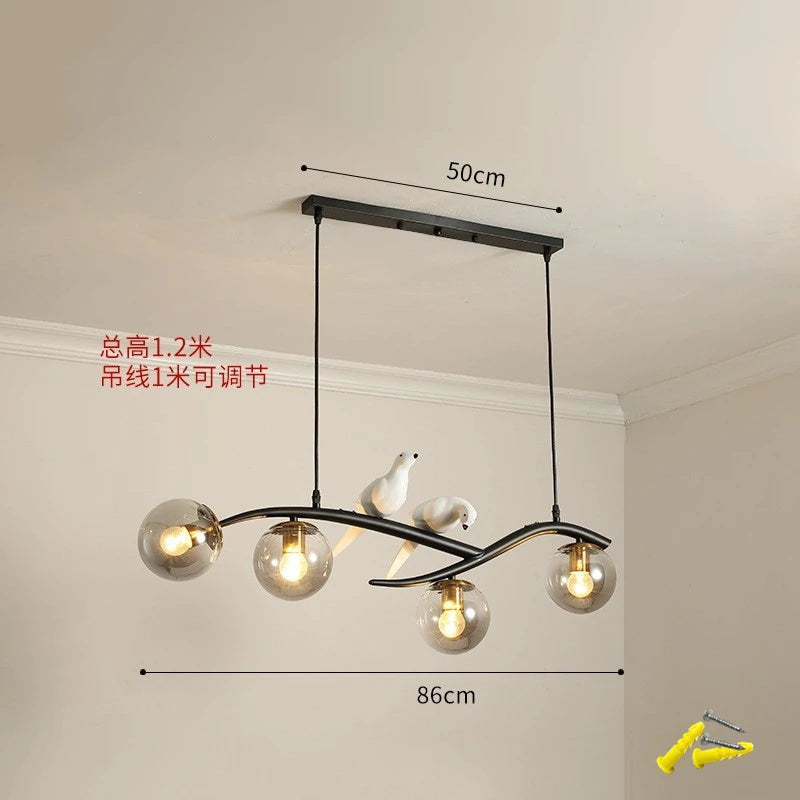 lampe d'oiseau nordique lustre moderne abat-jour en verre led - vue 12 sur 14