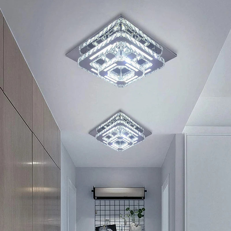 Plafonnier LED suspendu en cristal au design nordique simpliste et moderne