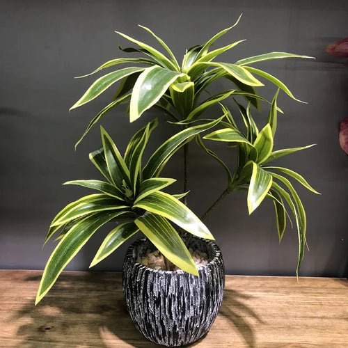 palmier artificiel à trois têtes en pot pour décoration intérieure - vue 3 sur 8