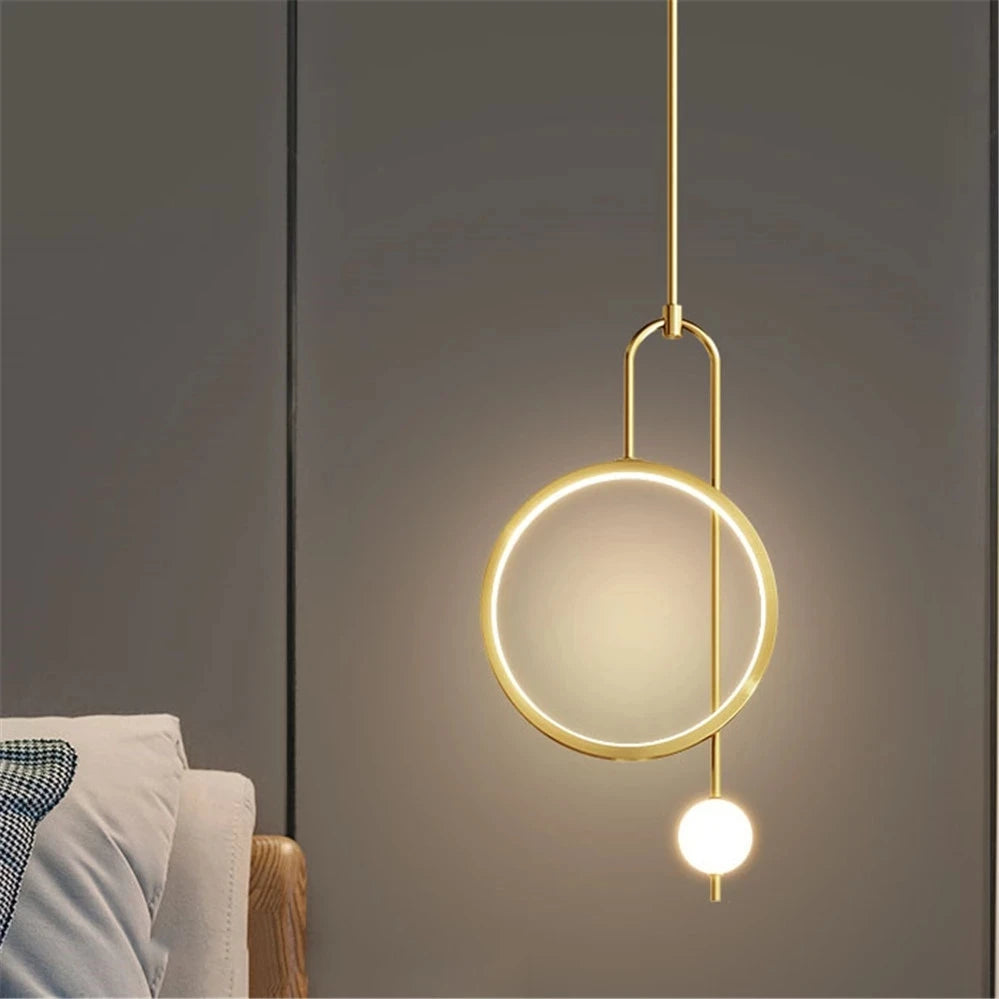 suspension led anneau design nordique pour décoration intérieure moderne - vue 3 sur 8