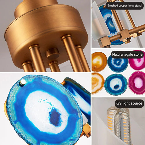 Lustre créatif nordique en Agate à deux niveaux