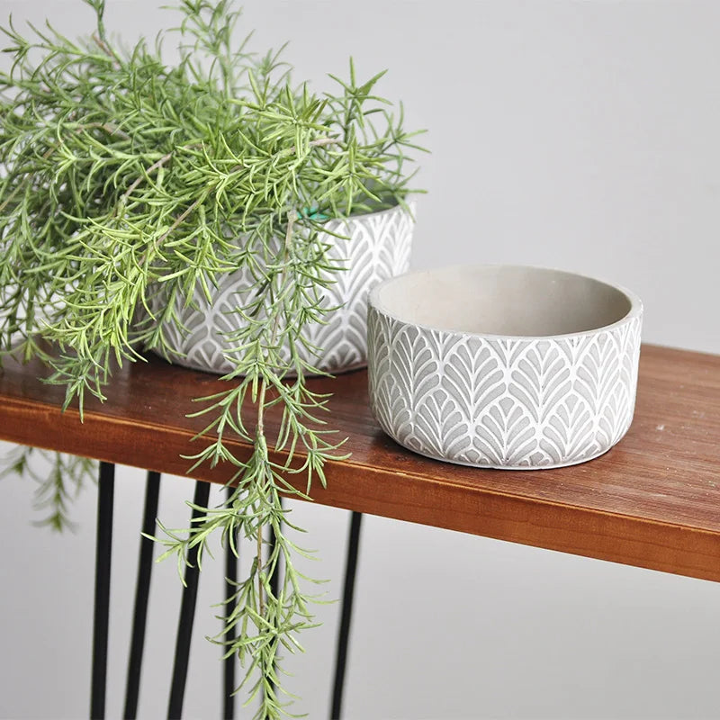 moules en silicone pour pots de fleurs en béton motifs feuillage