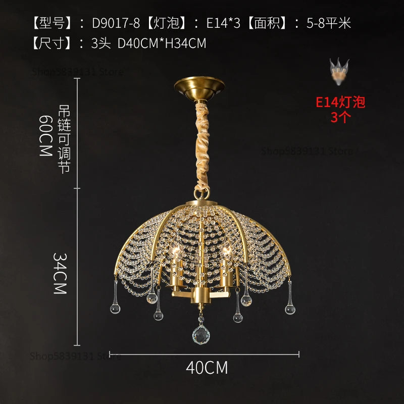 lustre en cristal et cuivre style nordique pour toute la maison - vue 8 sur 9