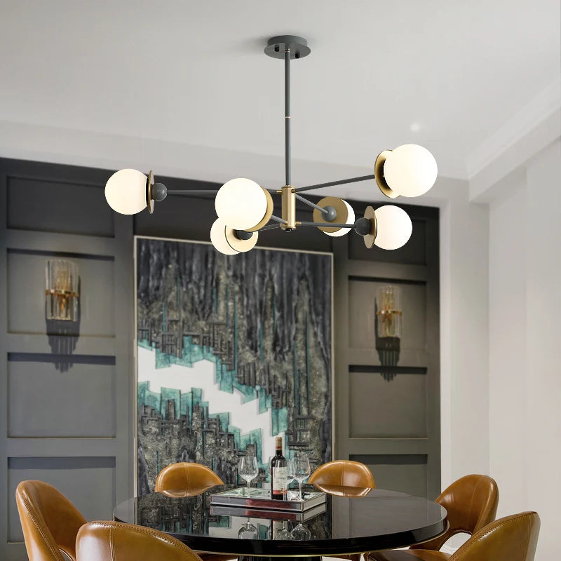 lustre moderne boule de verre pour éclairage intérieur décoratif - vue 5 sur 10