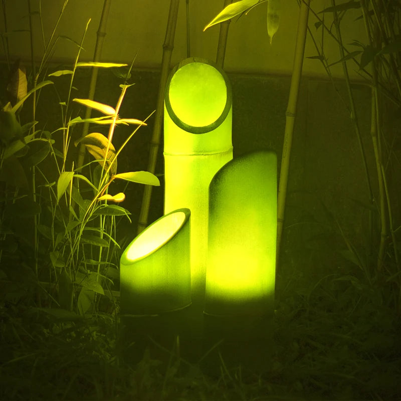 Lampe extérieure en bambou vert/jaune - vue 4 sur 14