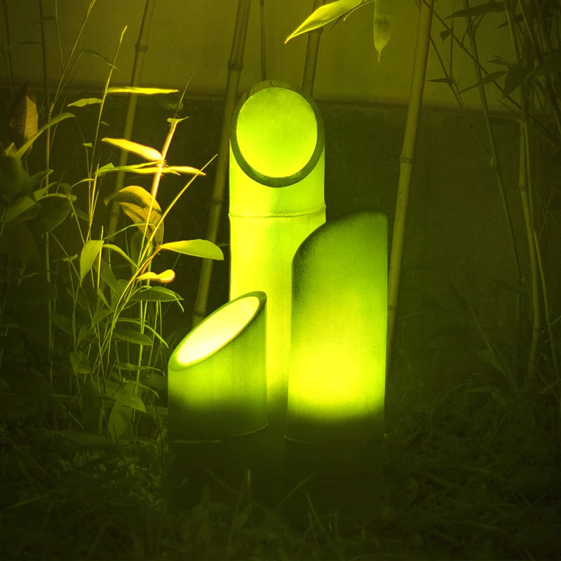 Lampe extérieure en bambou vert/jaune