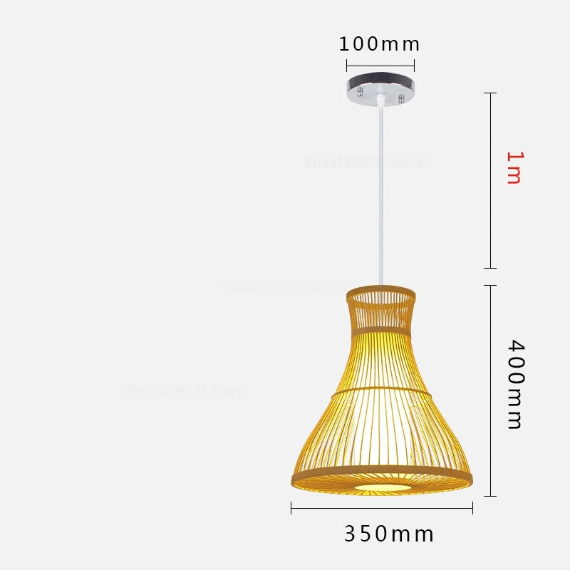 luminaire suspendu en bambou chinois pour restaurant hôtel - vue 17 sur 29