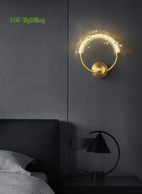 applique murale led cristal et cuivre décorative pour intérieur - vue 4 sur 6