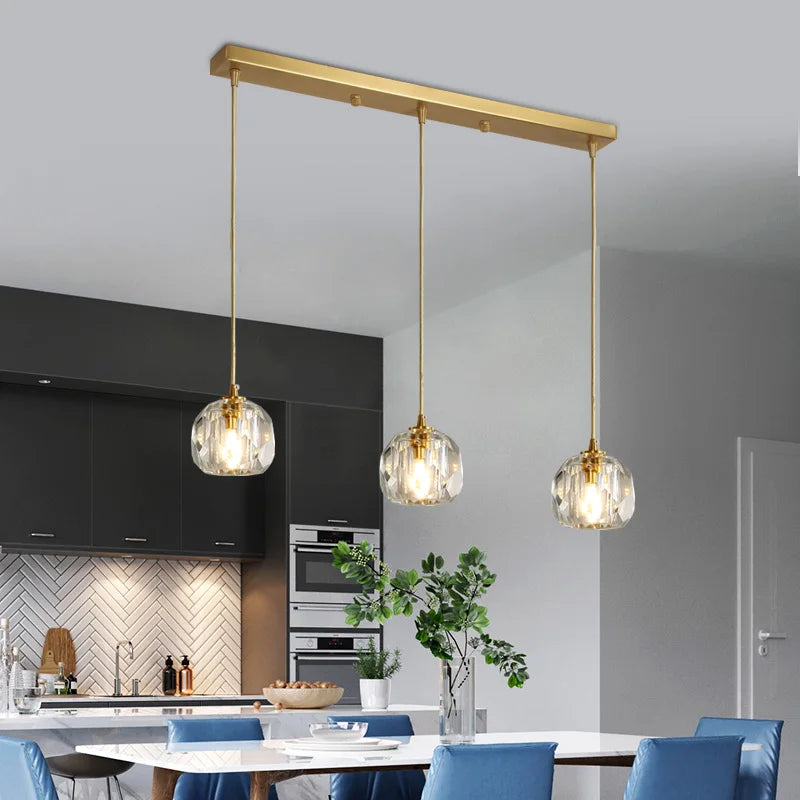 suspension en cristal k9 en cuivre design nordique créatif - vue 3 sur 13
