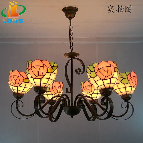 lustre européen à 6 têtes en fer moderne pour éclairage en verre