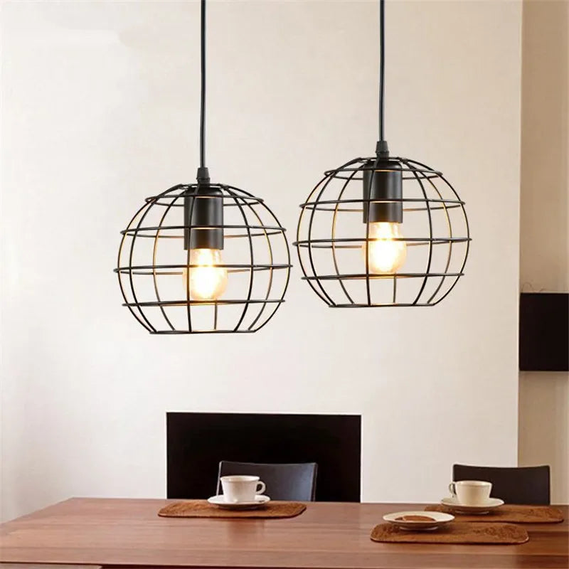 lampes suspendues vintage loft modernes cage en fer