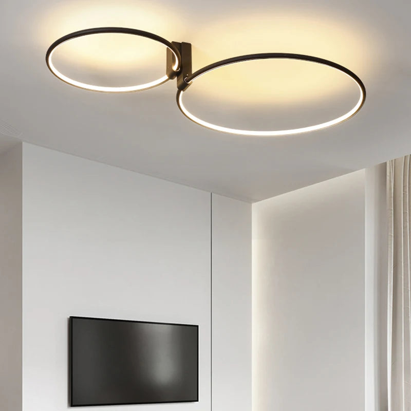 plafonnier rond led design scandinave en métal et aluminium décoratif - vue 2 sur 15