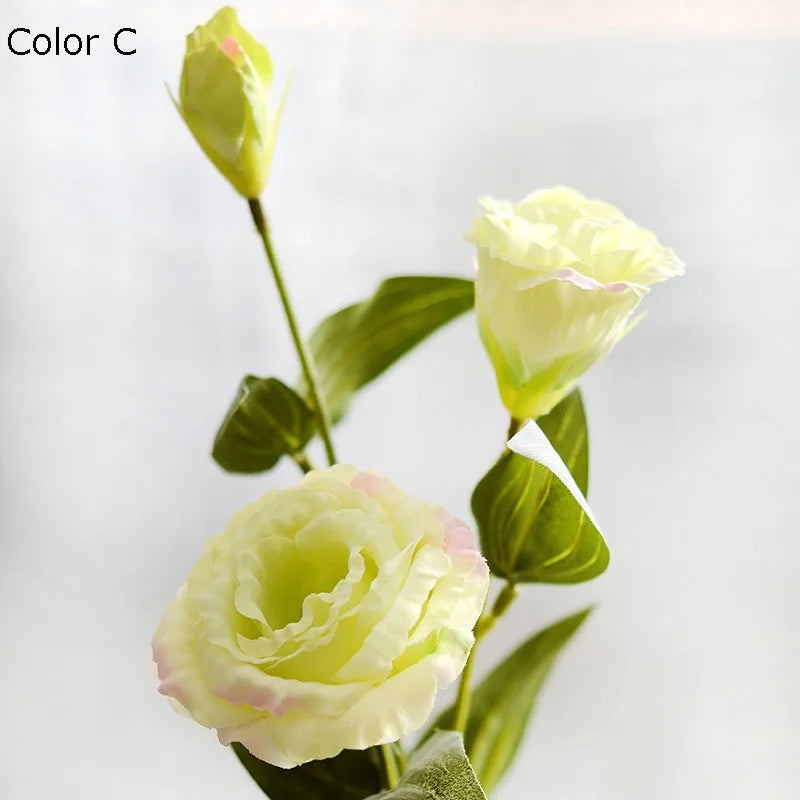fleurs artificielles en gros décoration mariage eustoma soie 3 branches - vue 3 sur 11