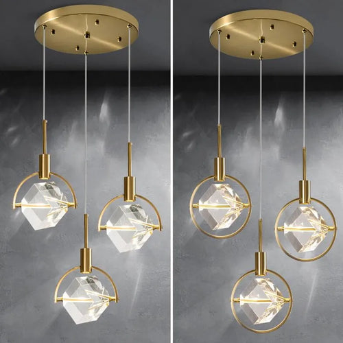 lampe nordique créative en cristal pour restaurant et bar - vue 3 sur 14