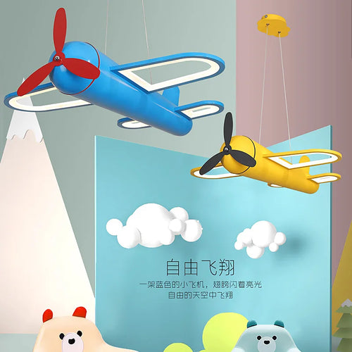 lustre moderne avion pour chambre d'enfants décoration lumineuse - vue 4 sur 8