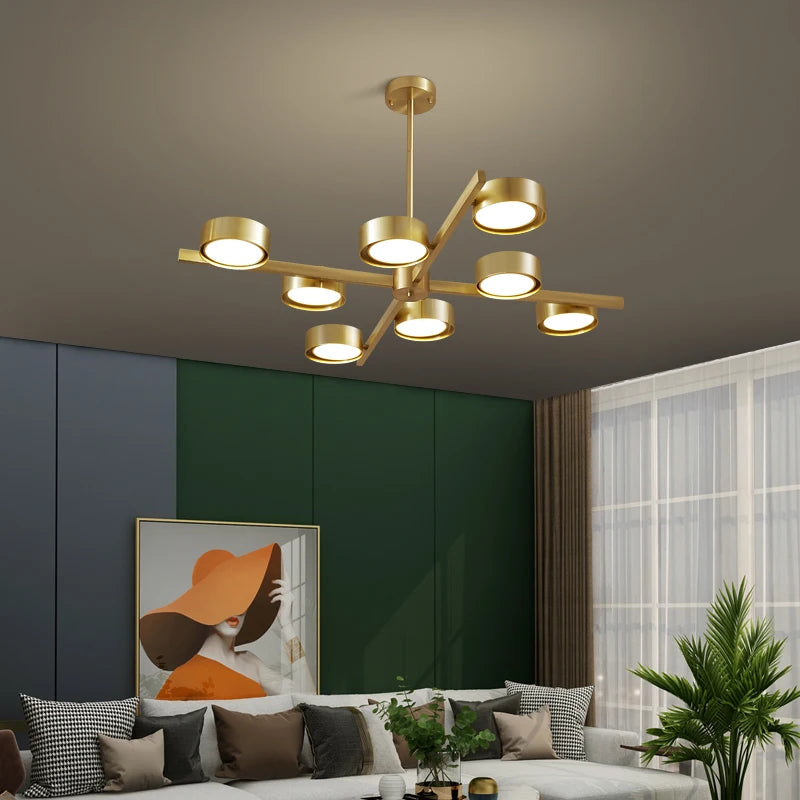lustre nordique en cuivre design créatif pour éclairage moderne - vue 3 sur 9