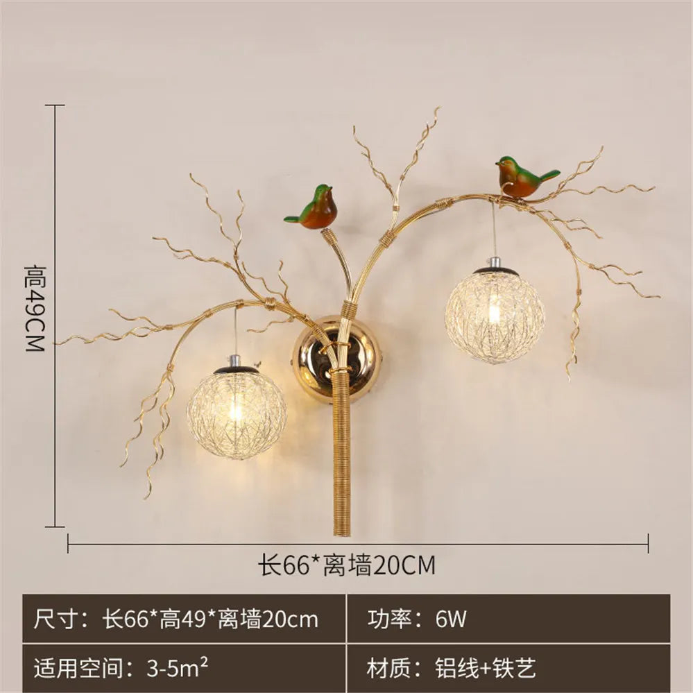 applique murale nordique en aluminium nid d'oiseau led romantique - vue 5 sur 11