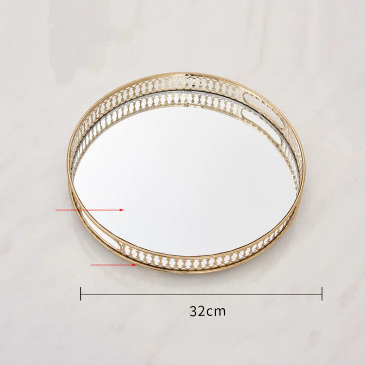 plateaux décoratifs vintage en verre miroir pour rangement et présentation