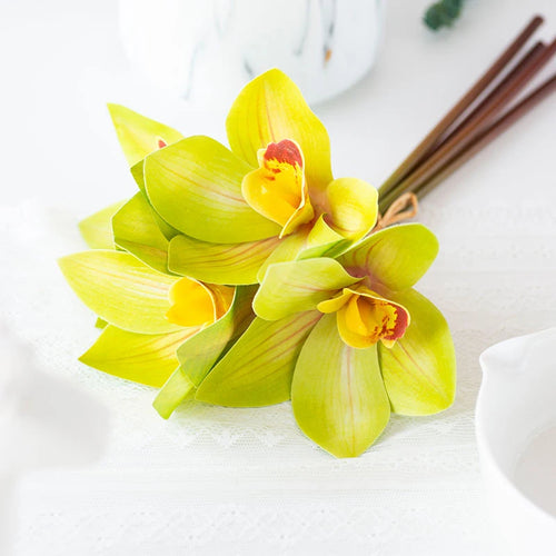 lot de 4 bouquets d'orchidées artificielles pour décoration intérieure festive - vue 6 sur 11