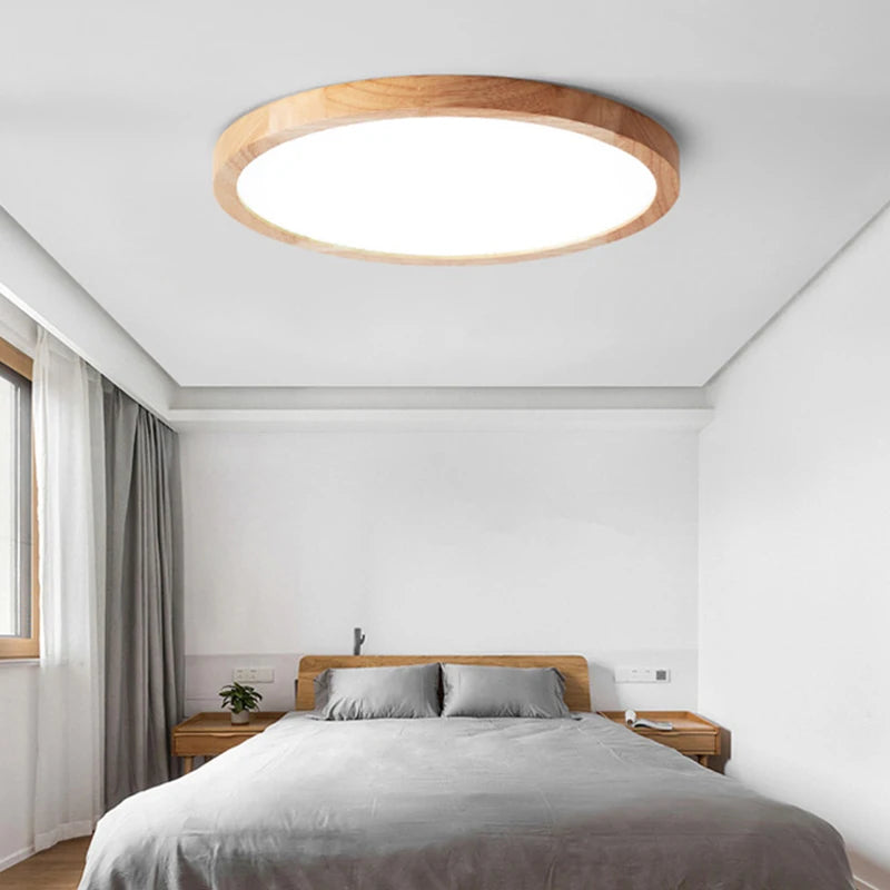 plafonnier led en bois véritable pour éclairage intérieur