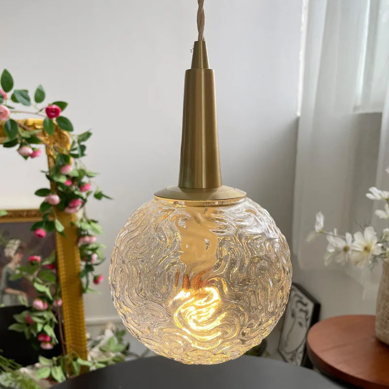 suspension en verre doré avec design en cuivre élégant - vue 3 sur 5