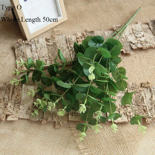 branche d'arbre d'eucalyptus feuilles rondes décoration rétro en faux feuillage - vue 9 sur 10