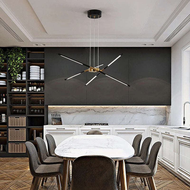 Light luxury style Nordic restaurant chandelier, simple modern atmosphere creative living room bedroom lighting net red led lamp - vue 4 sur 14