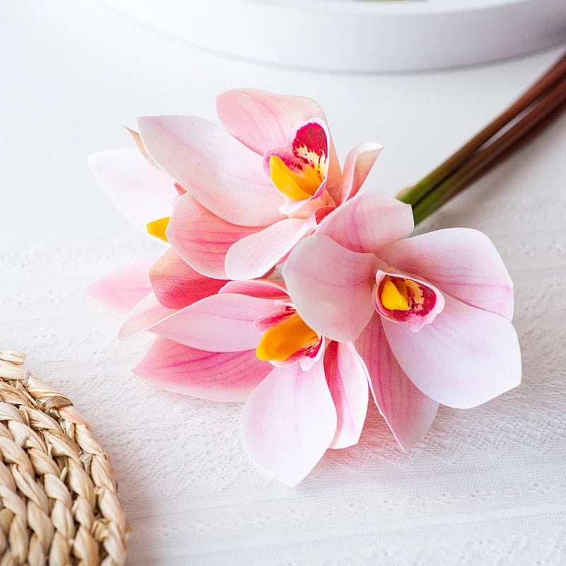 lot de 4 bouquets d'orchidées artificielles pour décoration intérieure festive - vue 6 sur 11