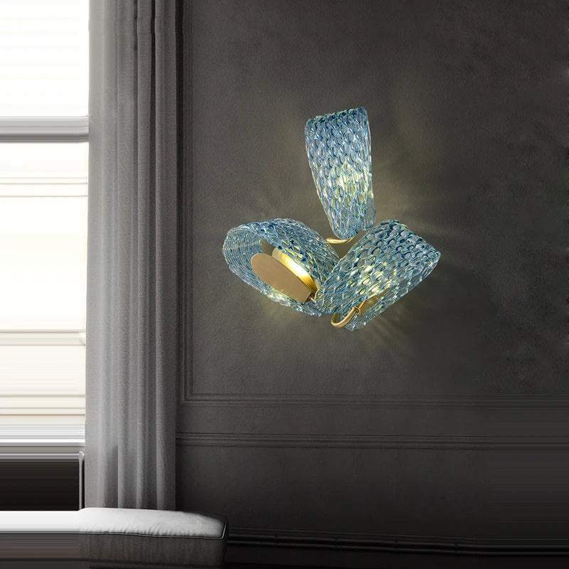 applique murale moderne en verre design doré et cuivré - vue 6 sur 14