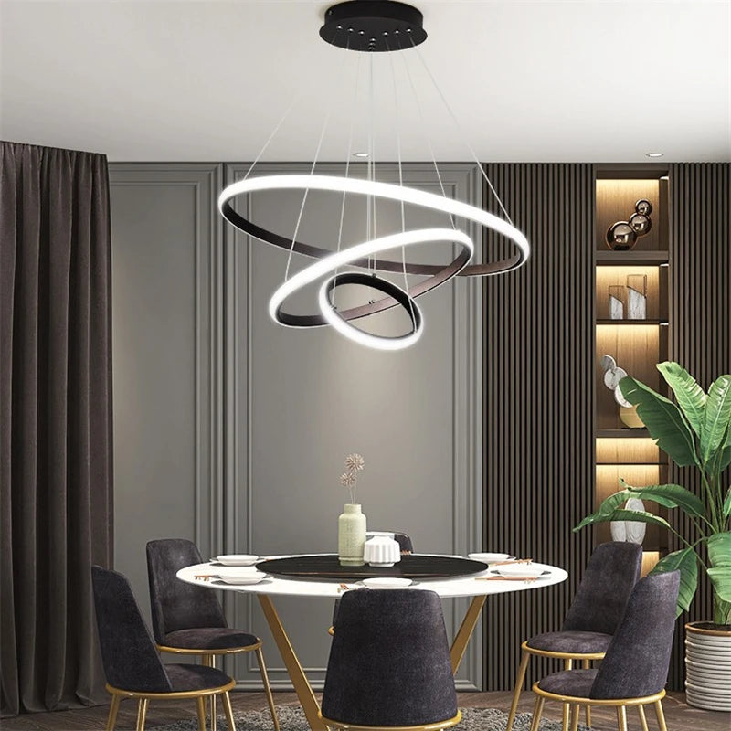 lustre moderne led en acrylique avec anneau lumineux - vue 7 sur 8