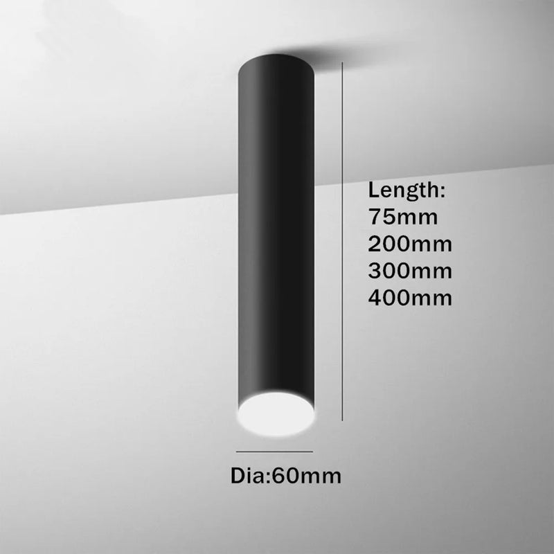 Spot LED cylindre Long moderne de Tube en aluminium monté en Surface pour le bureau de cuisine de salon d'intérieur