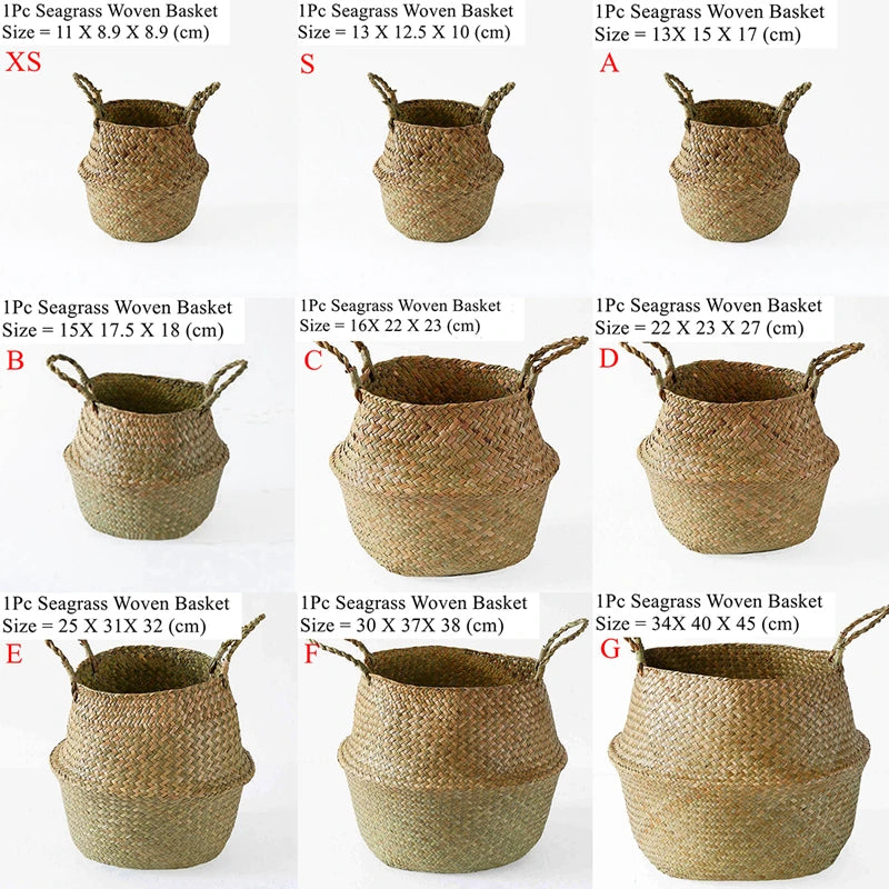 panier en osier d'algues rotin pour rangement et pique-nique - vue 6 sur 13