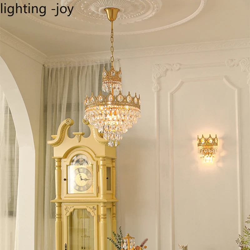lustre couronne moderne en cristaux luminaire décoratif d'intérieur - vue 3 sur 15