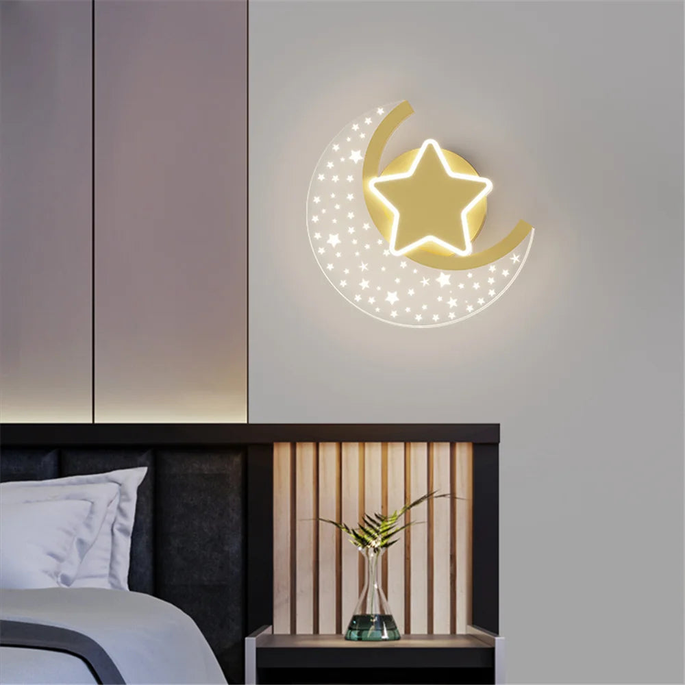 applique murale led étoile et lune pour décoration intérieure - vue 6 sur 8